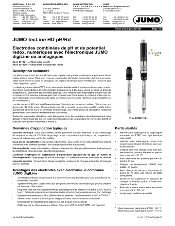 201026 | JUMO 201021 pH Combination Electrode Fiche technique | Fixfr