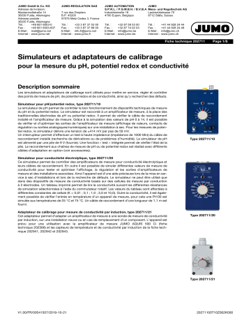 JUMO 202711 Simulators and calibration adapter Fiche technique | Fixfr