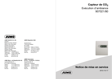 JUMO 907021 Hygro Transducer, Hygrothermal Transducer, and CO2 Measuring Probe Mode d'emploi | Fixfr