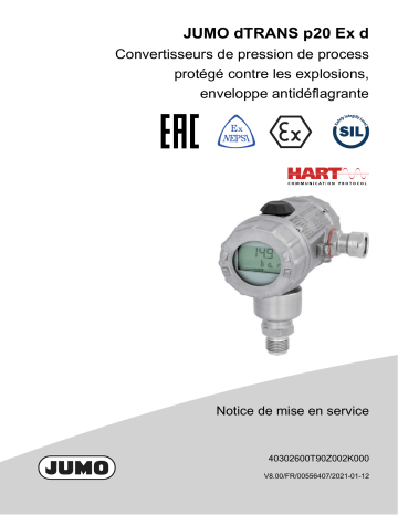 JUMO dTRANS p20 [Ex d] Process Pressure Transmitter Mode d'emploi | Fixfr