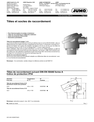 JUMO 909715 Connection Socket Fiche technique | Fixfr