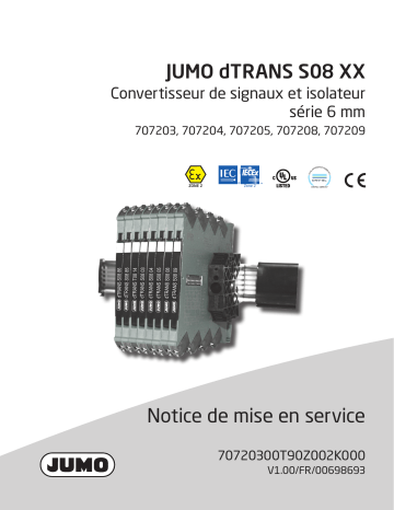 JUMO 707203/04/05/08/09/17/18/85/86 Signal and Isolating Converter Series 6 mm Mode d'emploi | Fixfr