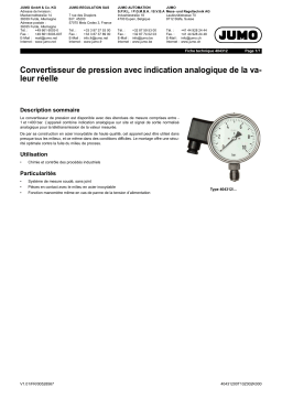 JUMO Pressure transmitter Fiche technique