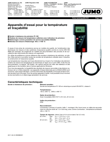 JUMO 902721 Test Equipment Fiche technique | Fixfr