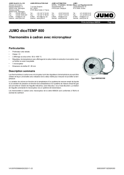 JUMO dicoTEMP 800 Dial Thermometer Fiche technique