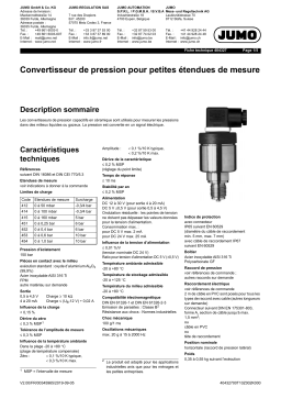 JUMO 404327 Pressure Transmitter Fiche technique