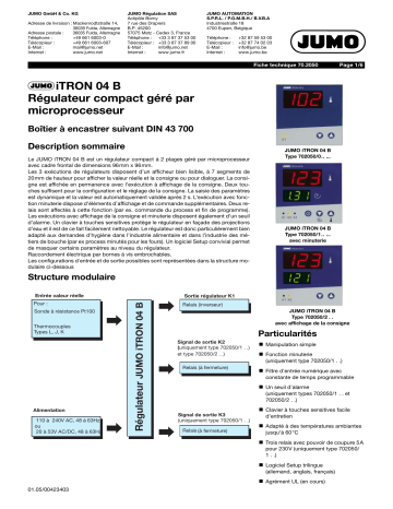 JUMO 702050 iTRON 04 B Fiche technique | Fixfr