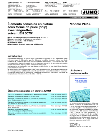 JUMO Platinum-Chip Sensor Fiche technique | Fixfr