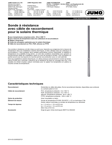 JUMO Push-in RTD Probe Fiche technique | Fixfr