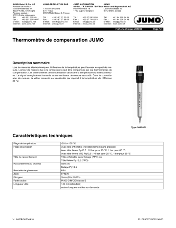 JUMO 201085 compensation thermometer Fiche technique | Fixfr