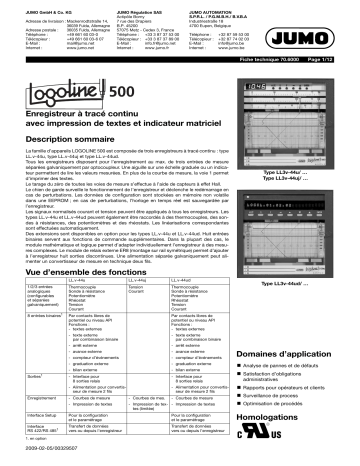 706001 | JUMO 706011 Pen recorder Fiche technique | Fixfr