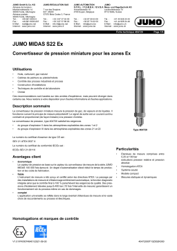 JUMO MIDAS S22 Ex Miniature Pressure Transmitter for Ex Area Fiche technique