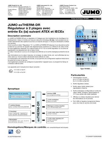 JUMO exTHERM-DR Two-State Controller Fiche technique | Fixfr