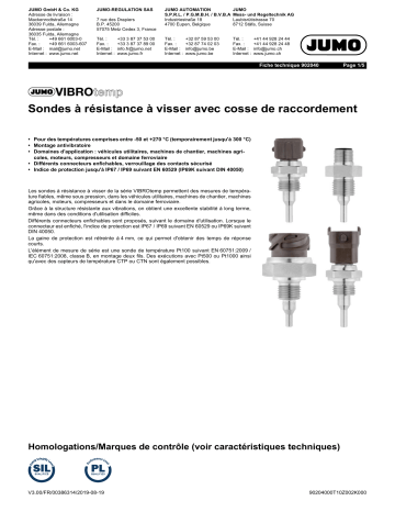 JUMO VIBROtemp Probe Fiche technique | Fixfr