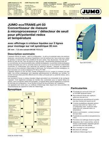 JUMO 202723 transmitter / switching device Fiche technique | Fixfr