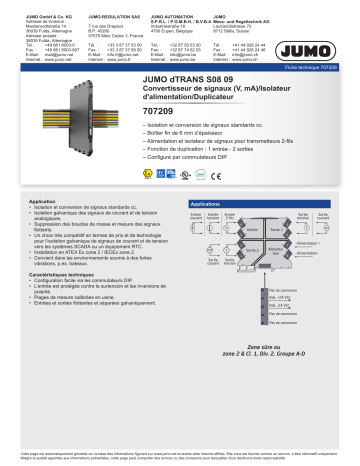 JUMO 707203/04/05/08/09/17/18/85/86 Signal and Isolating Converter Series 6 mm Fiche technique | Fixfr