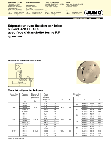 JUMO Pressure Separator Fiche technique | Fixfr