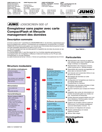 JUMO 706510 Paperless Recorder Fiche technique | Fixfr