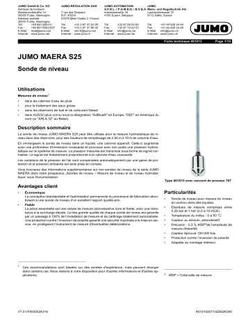 JUMO 401015 Level Probe Fiche technique | Fixfr