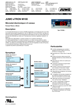 JUMO 701066 eTRON M100 Electronic 2-Channel Microstat Fiche technique