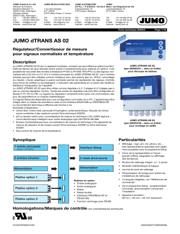 JUMO 202553 Compact multichannel transmitter/controller Fiche technique | Fixfr