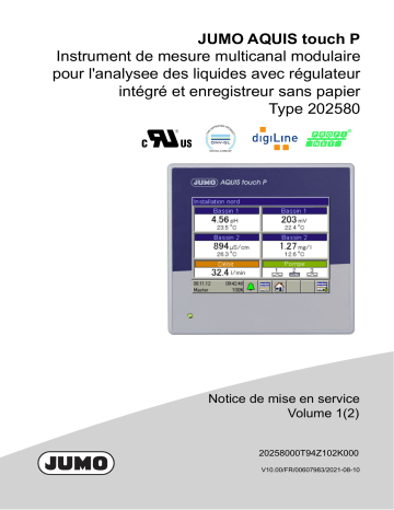 JUMO AQUIS touch P Modular Multichannel Measuring Device for Liquid Analysis Guide d'installation | Fixfr