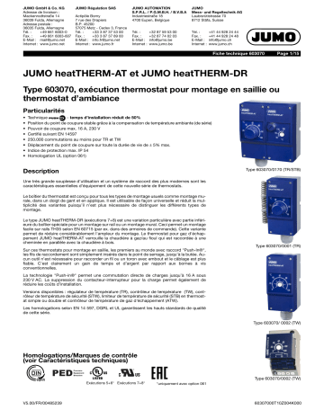 JUMO 603070 Surface-Mounted Thermostat Fiche technique | Fixfr