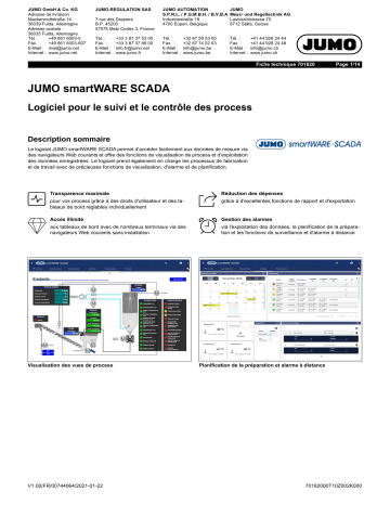 JUMO 701820 smartWARE SCADA − Software Fiche technique | Fixfr