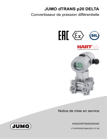 JUMO dTRANS p20 DELTA Differential Pressure Transmitter Mode d'emploi | Fixfr