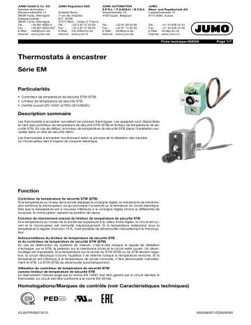 JUMO 602026 Panel-Mounted Thermostat, EM Sery Fiche technique | Fixfr