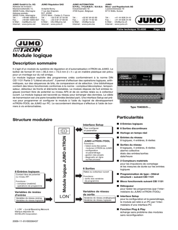 JUMO 704030 mTRON Logic module Fiche technique | Fixfr