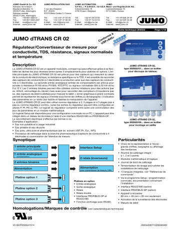 JUMO 202552 Compact Multichannel Transmitter/Controller Fiche technique | Fixfr