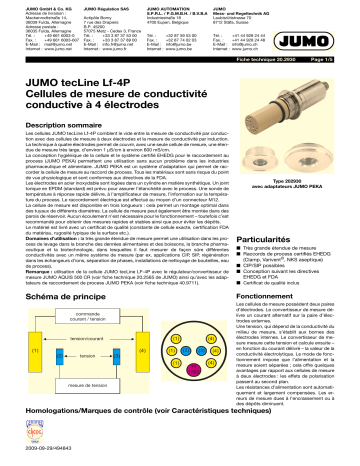 JUMO 202930 BlackLine Lf-4C Conductive 4 electrode conductivity measuring cell Fiche technique | Fixfr