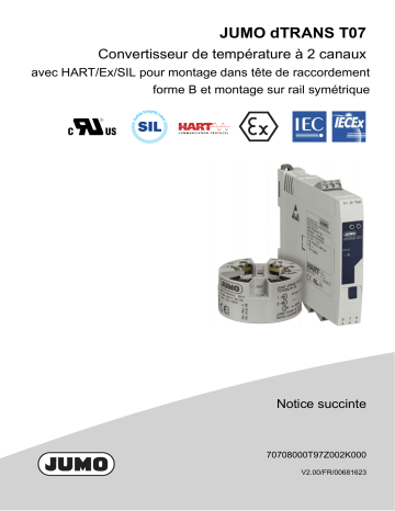 JUMO dTRANS T07 Transmitter Manuel utilisateur | Fixfr