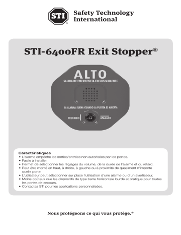 STI-V6400WIR4 | STI-6400-G | STI-6404-G | STI-6405-G | STI-6405 | STI-6403 | STI-6404 | STI-6403-G | STI-6402 | STI-6400WIR8 | STI-6402WIR | STI STI-6400WIR9 Wireless Exit Stopper® Multifunction Door Alarm Manuel utilisateur | Fixfr