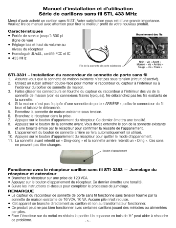 STI-3300 | STI-3610 | STI-3360 | STI STI-3350 Wireless Doorbell Chime Manuel utilisateur | Fixfr