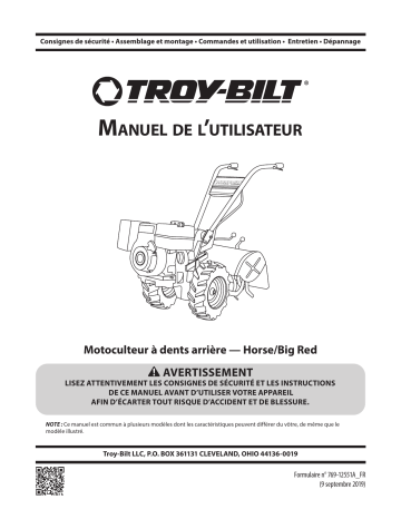 Troy-Bilt 21AE682W766 Big Red Garden Tiller Manuel utilisateur | Fixfr