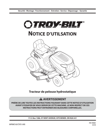 Troy-Bilt 13WX78KT066 Thouroghbred Riding Lawn Mower  Manuel utilisateur | Fixfr