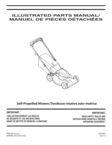 12AB22Q563 | Troy-Bilt 12A182Q563 Self Propelled Lawn Mower Manuel du propriétaire | Fixfr