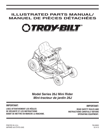 Troy-Bilt 13BC26JD563 Riding Lawn Mower Manuel du propriétaire | Fixfr