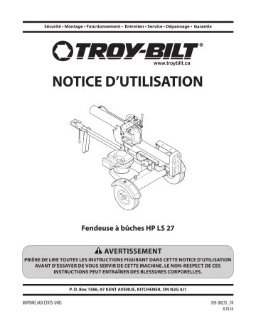 Troy-Bilt 24BF572B766 Log Splitter Manuel utilisateur | Fixfr