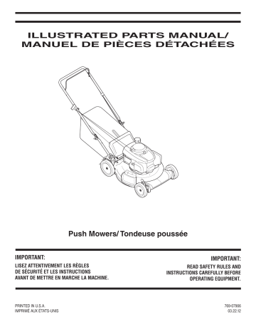 11AA22Q563 | 11AI49Q563 | Troy-Bilt 11AEB27Q563 Push Lawn Mower Manuel du propriétaire | Fixfr