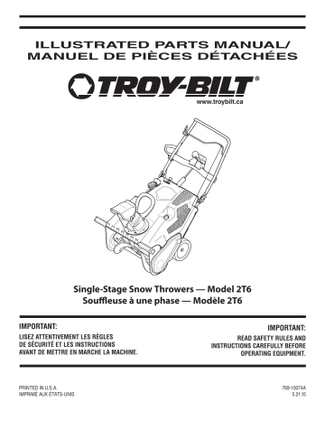 Troy-Bilt 31BS2T6F563 Snow Blower Manuel du propriétaire | Fixfr