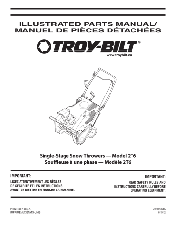 Troy-Bilt 31AS2T6F563 Snow Blower Manuel du propriétaire | Fixfr