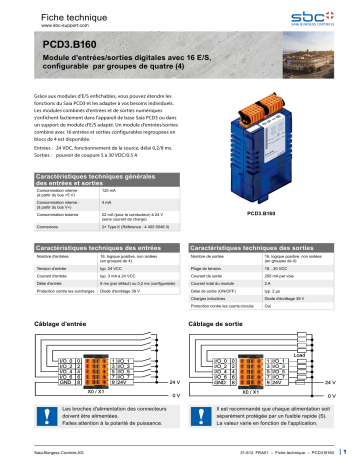 SBC PCD3.B160 Combined digital input/output modules Fiche technique | Fixfr