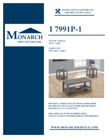 Monarch Specialties I 7991P TABLE SET Manuel utilisateur | Fixfr