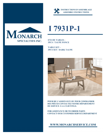 Monarch Specialties I 7931P TABLE SET Manuel utilisateur | Fixfr