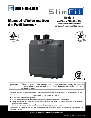 Weil-McLain SlimFit Commercial Condensing Gas Boiler Manuel utilisateur | Fixfr