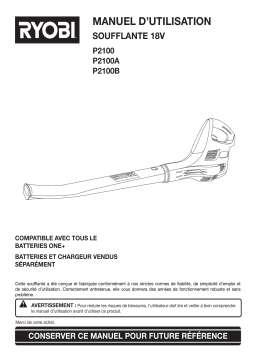 Ryobi P2109A 18V ONE+ 200 CFM SWEEPER Manuel du propriétaire