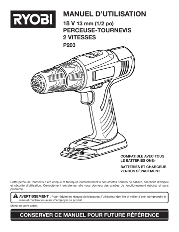 Ryobi P2034 18V ONE+ String Trimmer/Edger & Sweeper Manuel du propriétaire | Fixfr